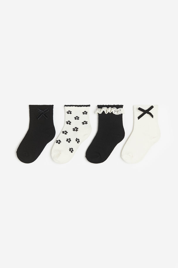 H&M 4-pack Socks Black/white