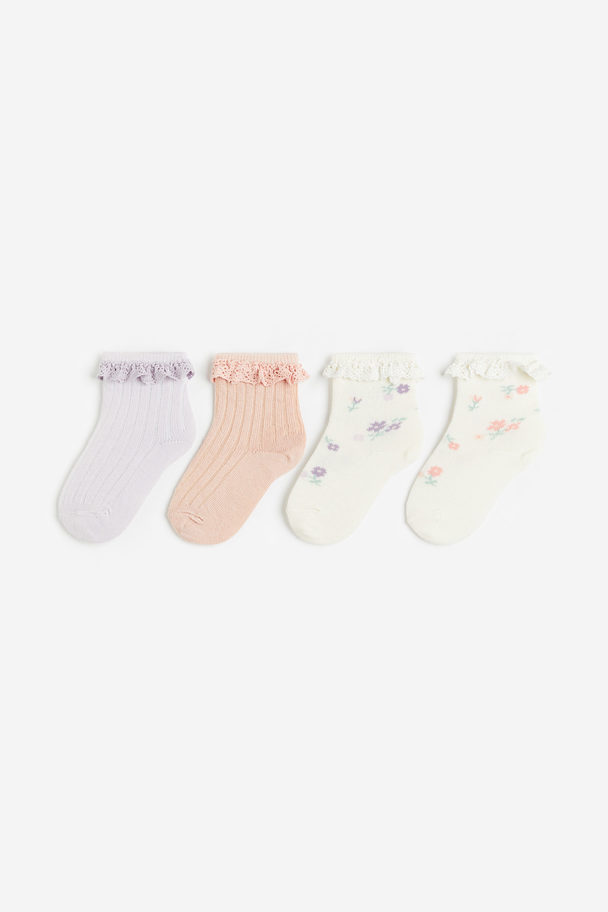 H&M 4-pack Socks Lilac/floral
