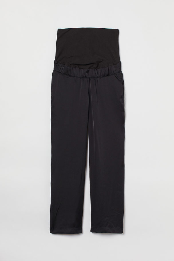 H&M Mama Wide Satin Trousers Black