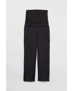 Mama Wide Satin Trousers Black