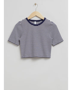 Cropped T-shirt Blue/white Striped Print