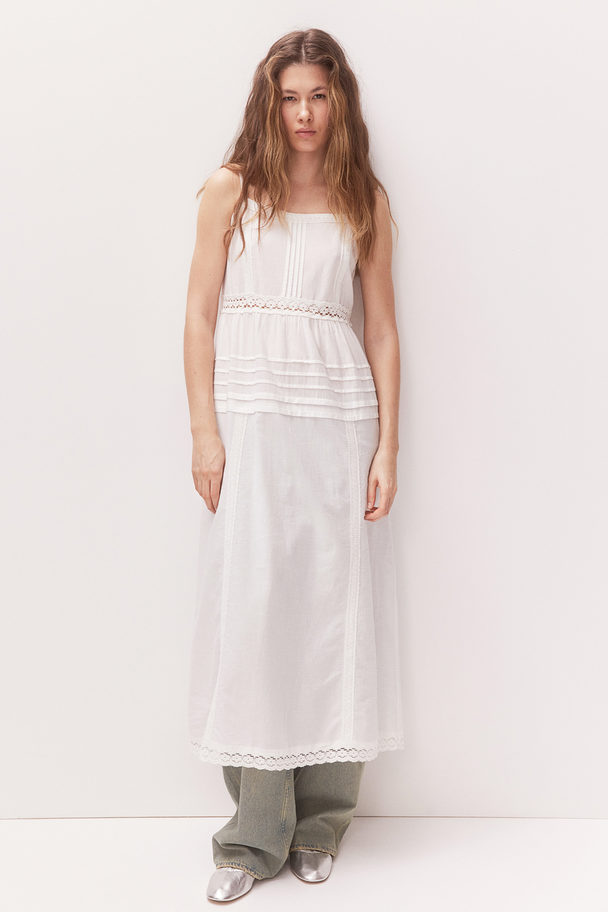 H&M Lace-inset Cotton Dress Cream