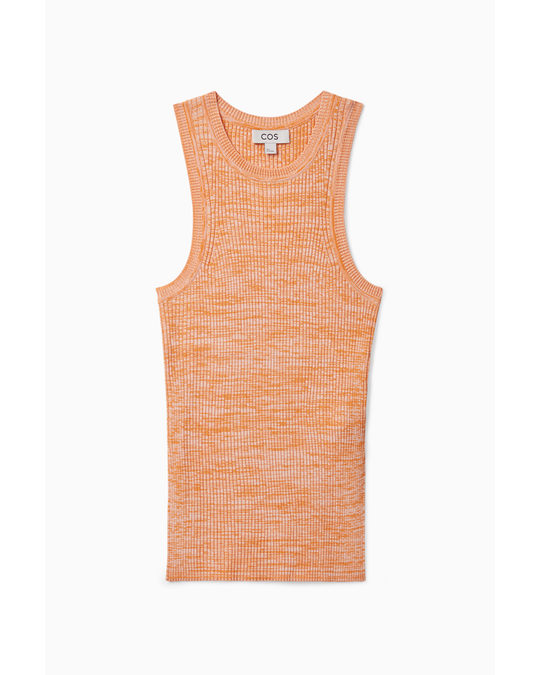 COS Slim-fit Ribbed Vest Orange / White