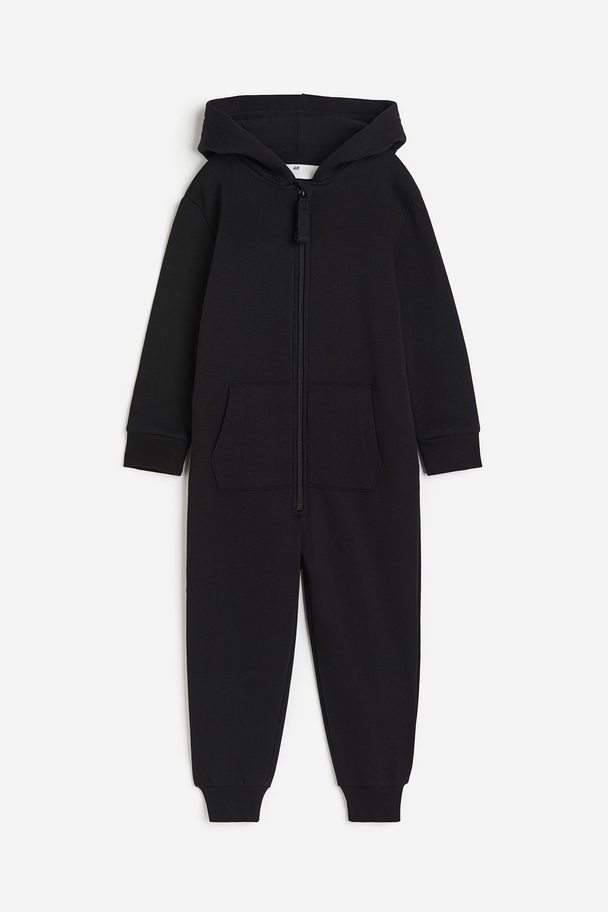 H&M Hooded Sweatshirt All-in-one Suit Black