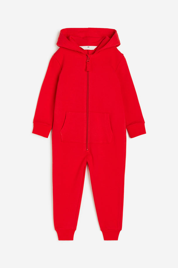 H&M Hooded Sweatshirt All-in-one Suit Red