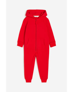 Hooded Sweatshirt All-in-one Suit Red