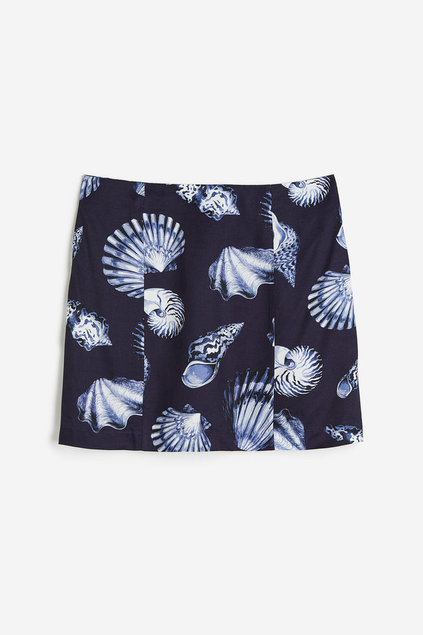 H&M Mini Skirt Navy Blue/seashells