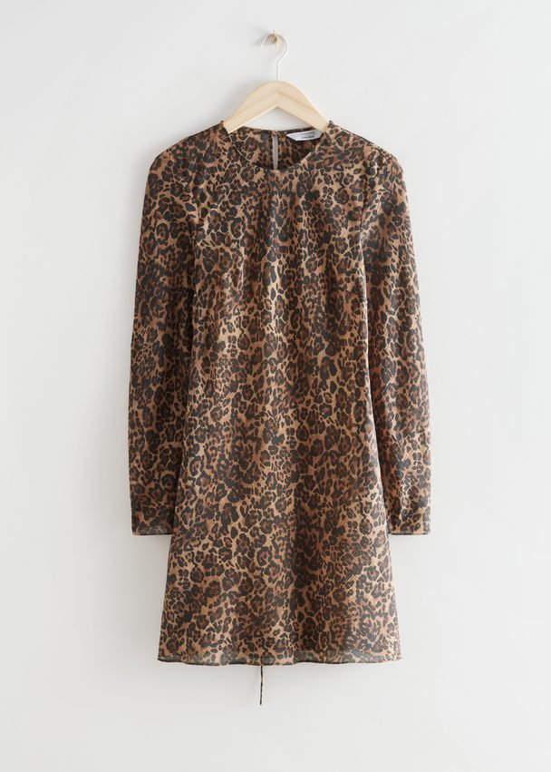 & Other Stories Printed Floaty A-line Mini Dress Cheetah