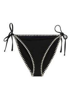 Tanga-bikinibroekje Met Strikjes Zwart/gebroken Wit