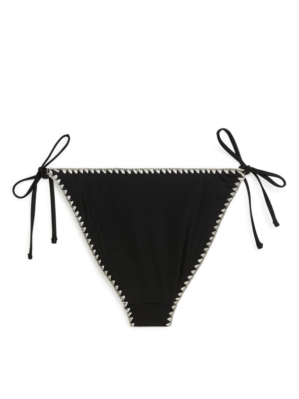 ARKET Tanga-bikinibroekje Met Strikjes Zwart/gebroken Wit