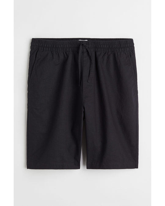 H&M Relaxed Fit Linen-blend Shorts Black