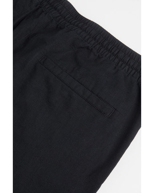 H&M Relaxed Fit Linen-blend Shorts Black