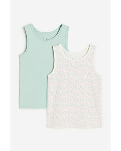 2-pack Vest Tops Cream/small Flowers