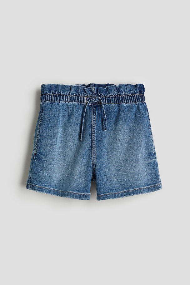 H&M Paperbag-Shorts aus Denim Denimblau