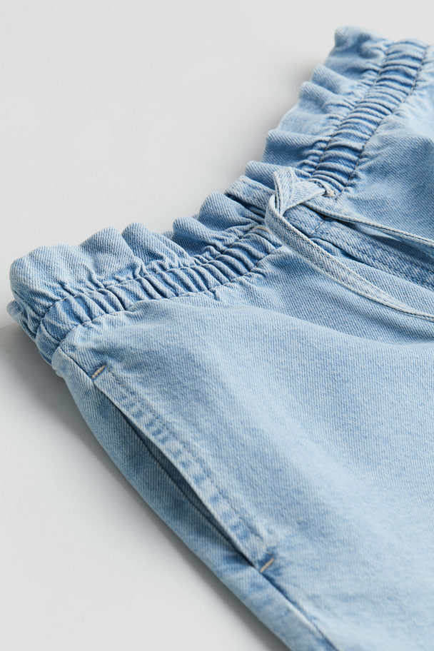 H&M Paperbag-Shorts aus Denim Helles Denimblau