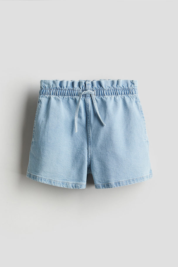 H&M Paperbag-Shorts aus Denim Helles Denimblau