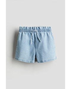 Denim Paperbagshort Licht Denimblauw