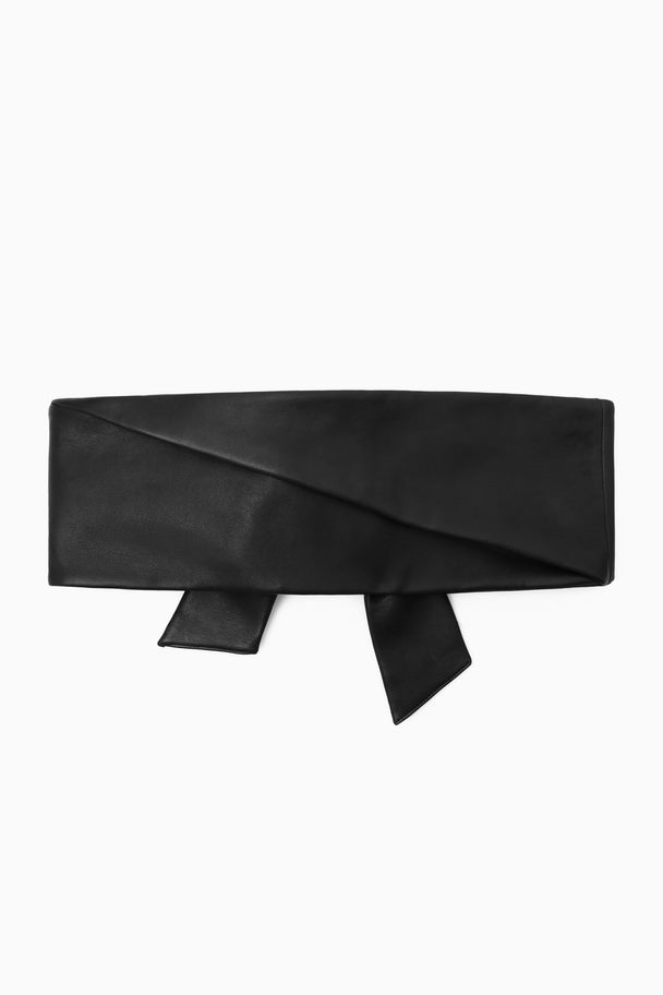 COS Knotted Leather Waist Belt Black