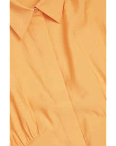 Gathered Shirt Dress Light Orange