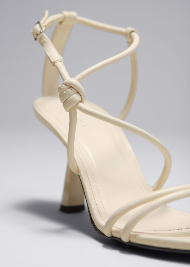 & Other Stories Knotted Heeled Sandals Cream