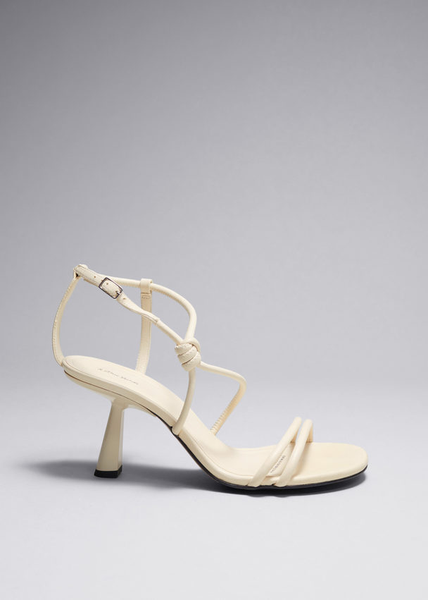 & Other Stories Knotted Heeled Sandals Cream