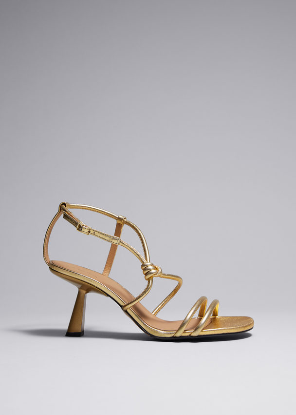 & Other Stories Knotted Heeled Sandals Gold