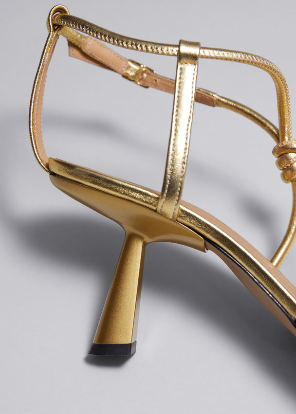 & Other Stories Knotted Heeled Sandals Gold