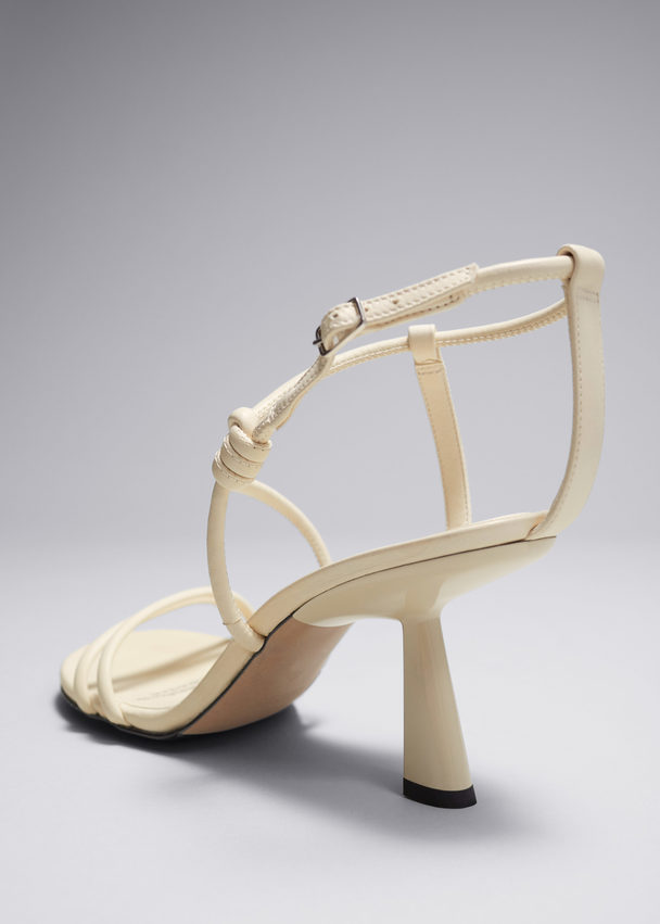 & Other Stories Knotted Heeled Sandals Cream