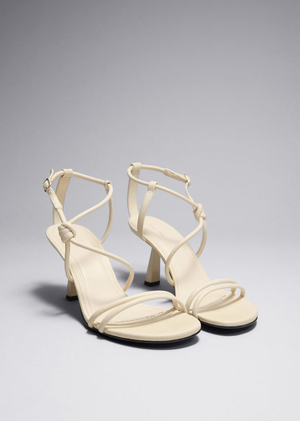 & Other Stories Knotted Heeled Sandals Cream