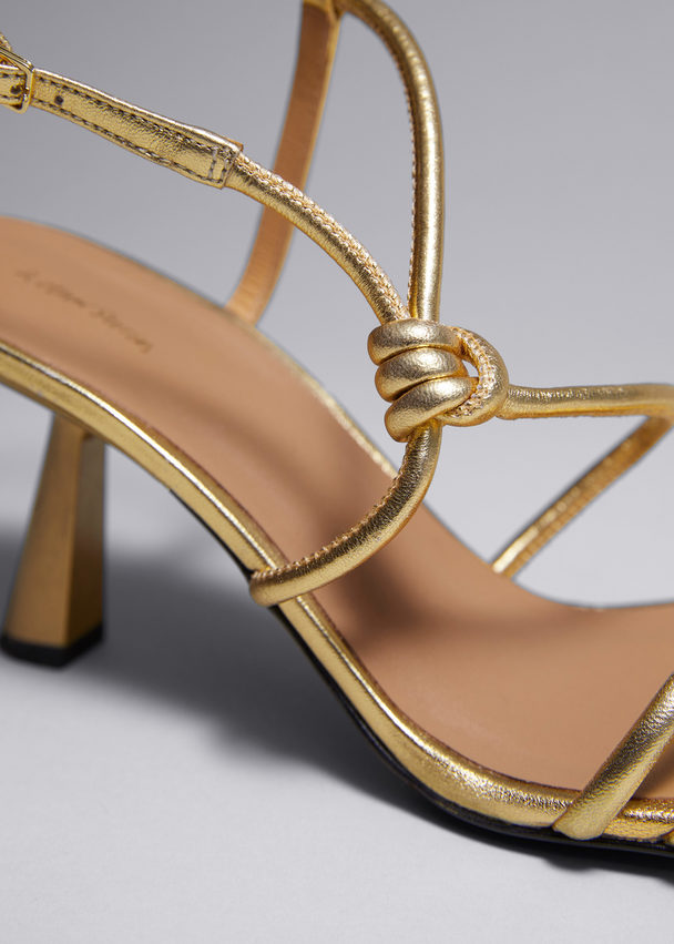 & Other Stories Knotted Heeled Sandals Gold