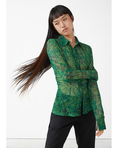Printed Fitted Shirt Green