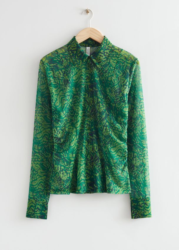 & Other Stories Printed Fitted Shirt Green