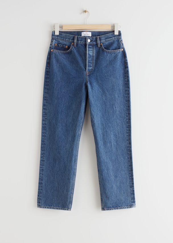 & Other Stories Keeper Cut Cropped Jeans Mid Blue