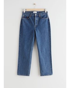 Kurze Keeper Cut Jeans Mittelblau