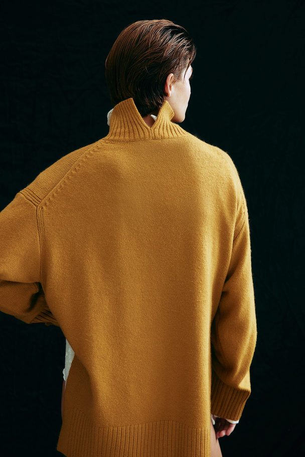 H&M Oversized Polo-neck Jumper Mustard Yellow