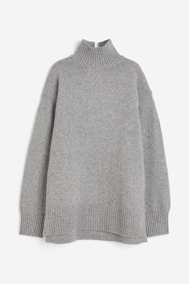 H&M Oversized Polo-neck Jumper Grey Marl