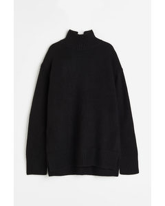 Oversized Polo-neck Jumper Black