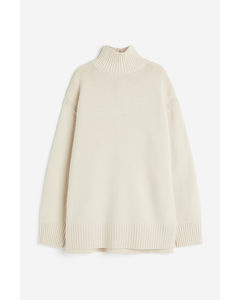 Oversized Polo-neck Jumper Light Beige