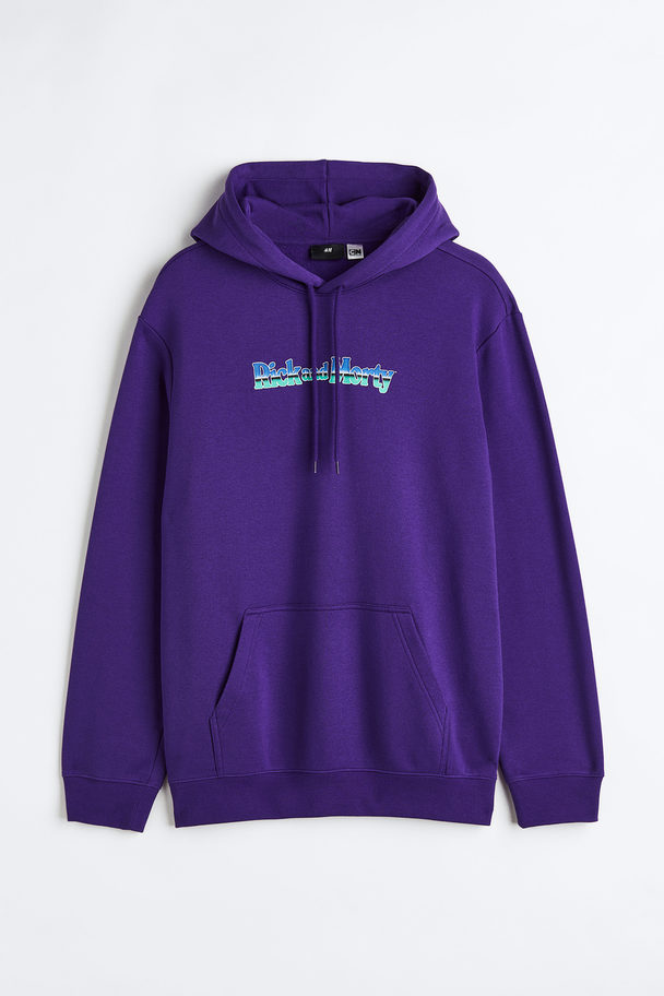 H&M Regular Fit Hoodie Purple/rick And Morty