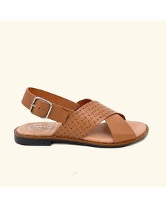 Corfu Leather Flat Sandals In Leather