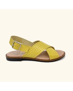 Corfu Yellow Leather Flat Sandals