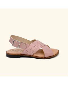 Corfu Flat Sandals Pink Leather
