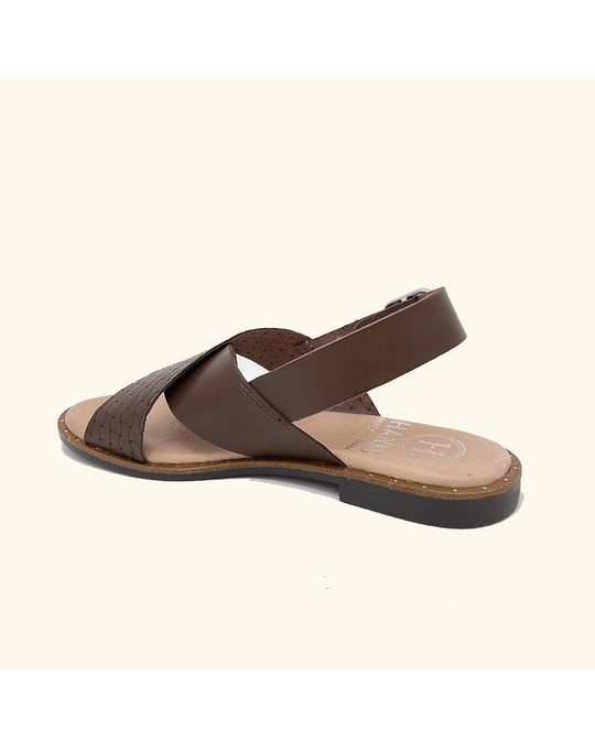 Hanks Corfu Flat Sandals Brown Leather