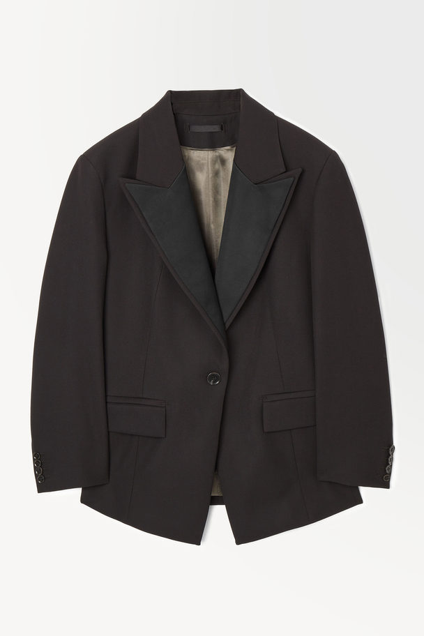 COS The Satin-lapel Tuxedo Jacket Dark Brown