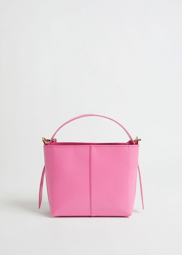 & Other Stories Small Leather Bucket Bag Rose