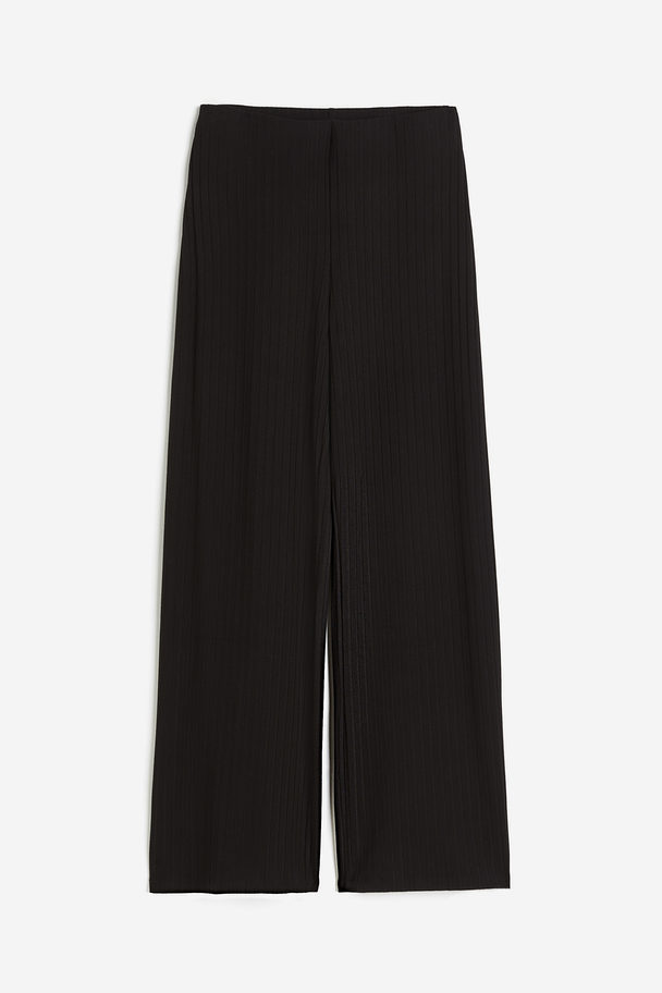 H&M Geribde Broek Zwart