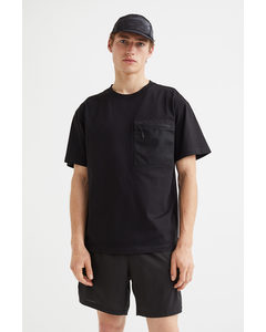 Relaxed Fit Short-sleeved Sports Top Black