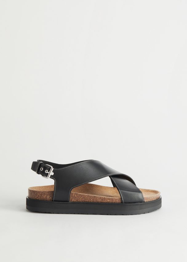 & Other Stories Criss-cross Leather Sandals Black