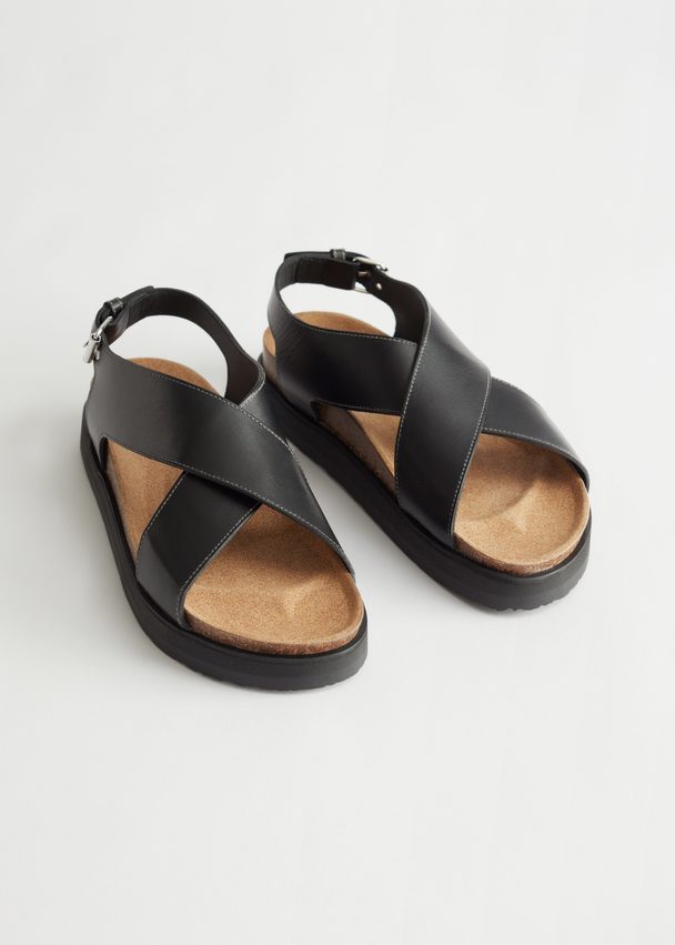 & Other Stories Criss-cross Leather Sandals Black