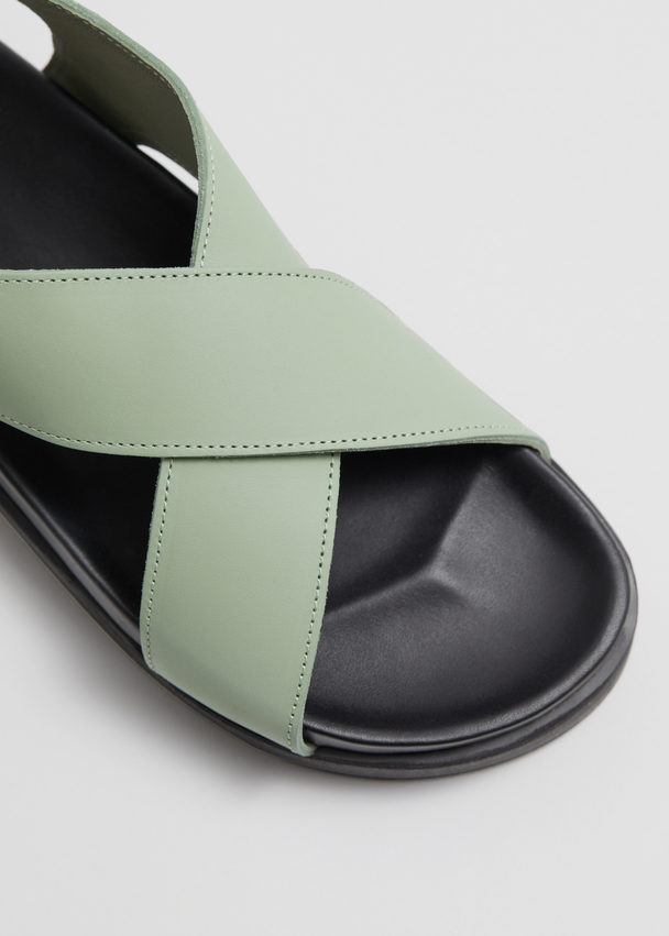 & Other Stories Criss-cross Leather Sandals Green